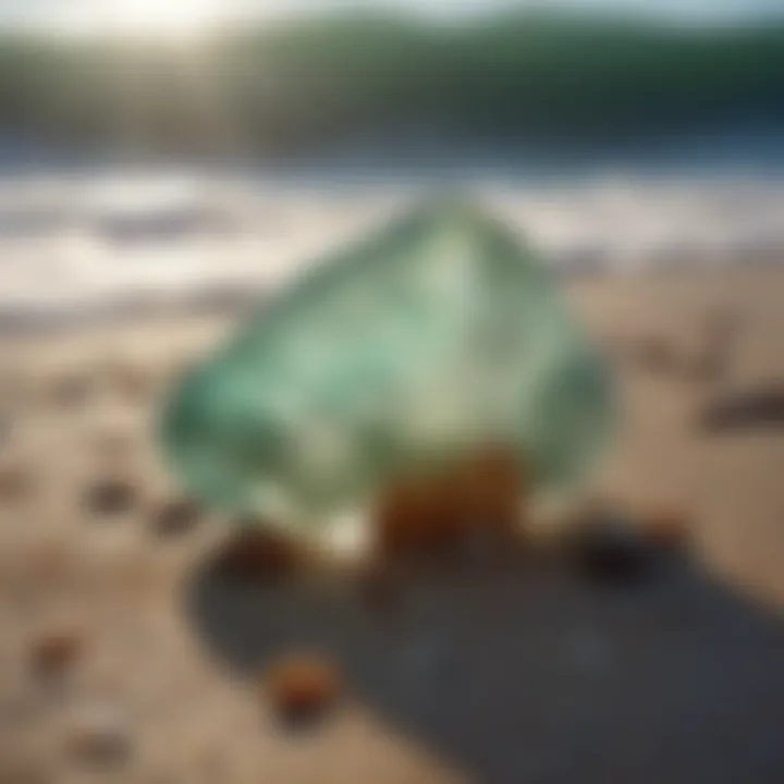 Mystical allure of seaglass against the waves