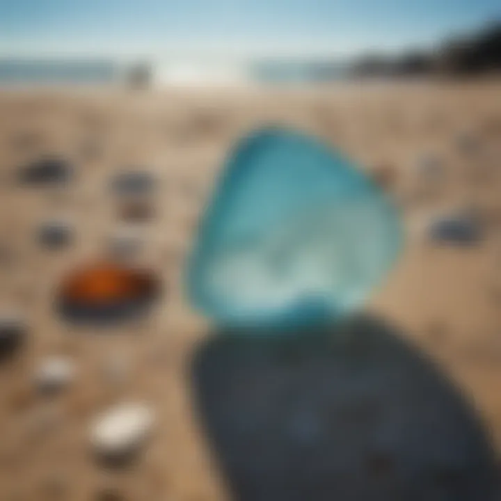 Sun-kissed sea glass glistening under clear blue sky