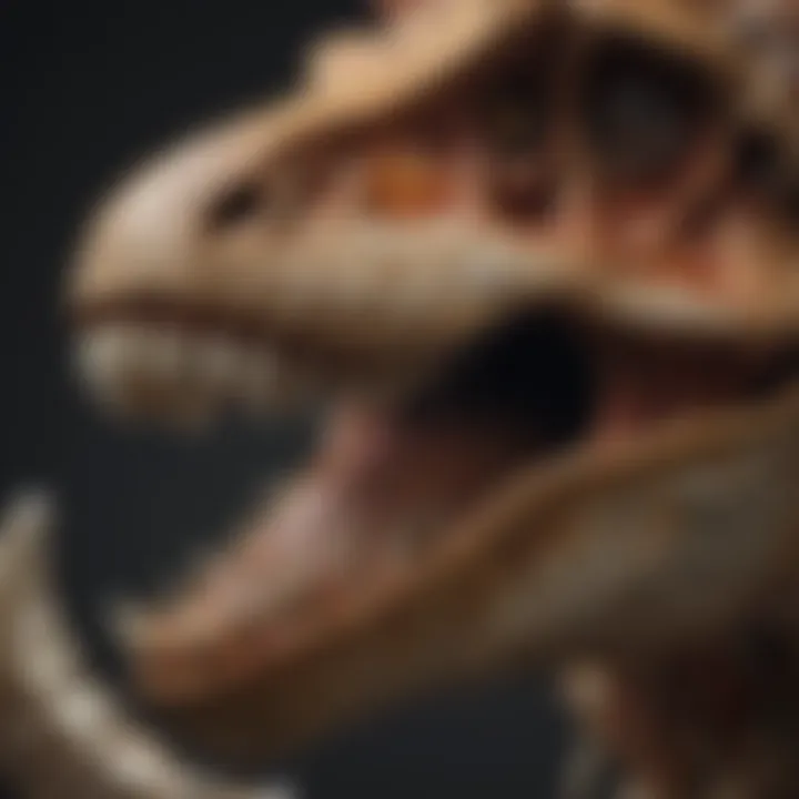 Detailed close-up of a T. Rex tooth showcasing its unique structure