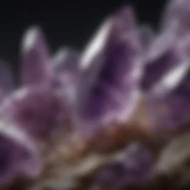 Close-up view of raw amethyst crystals showcasing their natural beauty