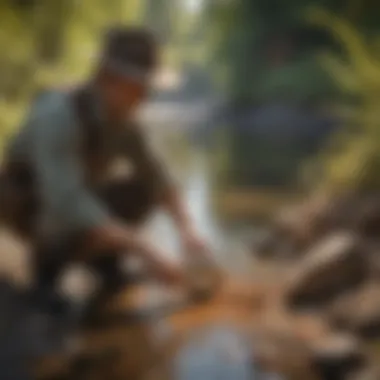 Expert gold prospector demonstrating advanced techniques