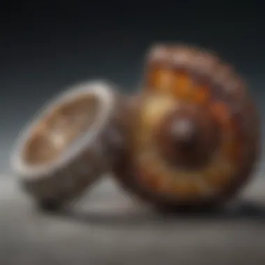 Close-up of ammonite rings highlighting unique textures