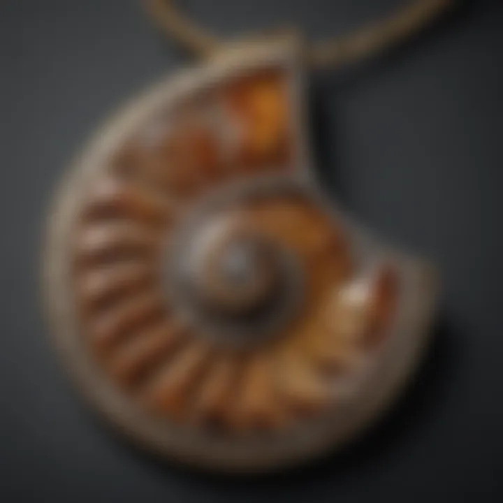 Elegant ammonite pendant showcasing intricate fossil patterns