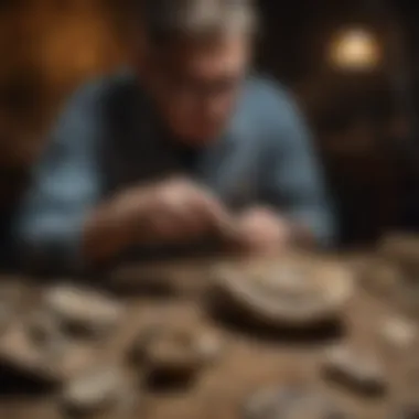 Examining Fossils: The Power of Ultraviolet Light Geological collector examining fossils under UV light