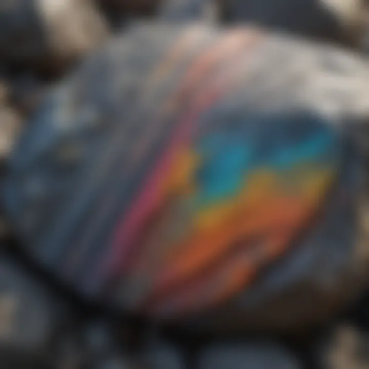 Artistic photograph of a slate rock with vibrant colors