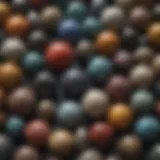 A close-up view of an exquisite collection of genuine stone beads showcasing their unique textures and colors.