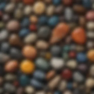 A beautifully arranged display of various types of genuine stones used in bead making.