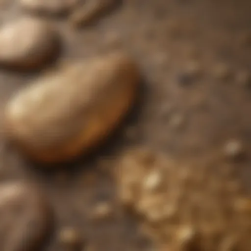 Close-up view of brown stone showcasing shimmering gold flecks