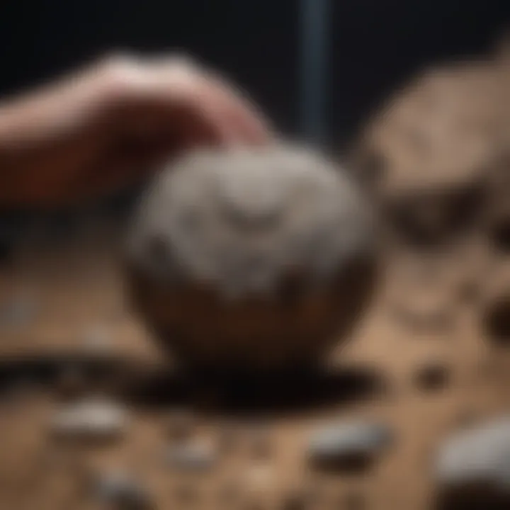 Fossil examination with UV flashlight