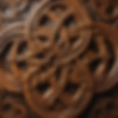 Wood carving with Dremel tip crafting a Celtic knot pattern