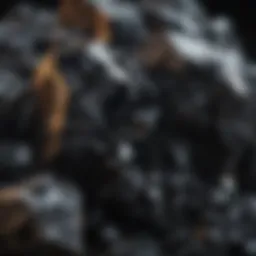 Close-up view of black calcite crystal structure highlighting its unique texture