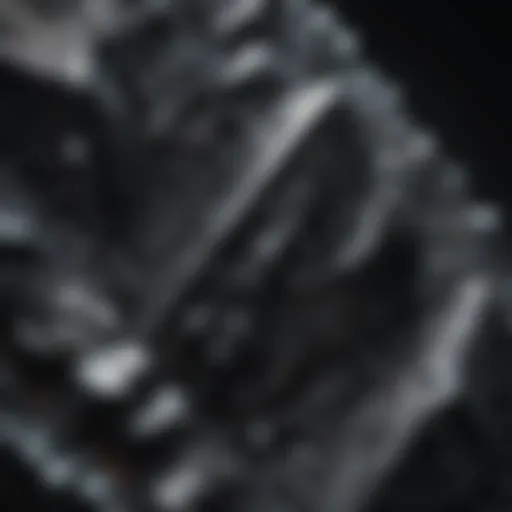 Close-up of obsidian showcasing its glassy texture and sharp edges