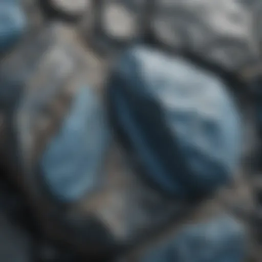 Close-up view of blue rock showcasing its unique textures and patterns