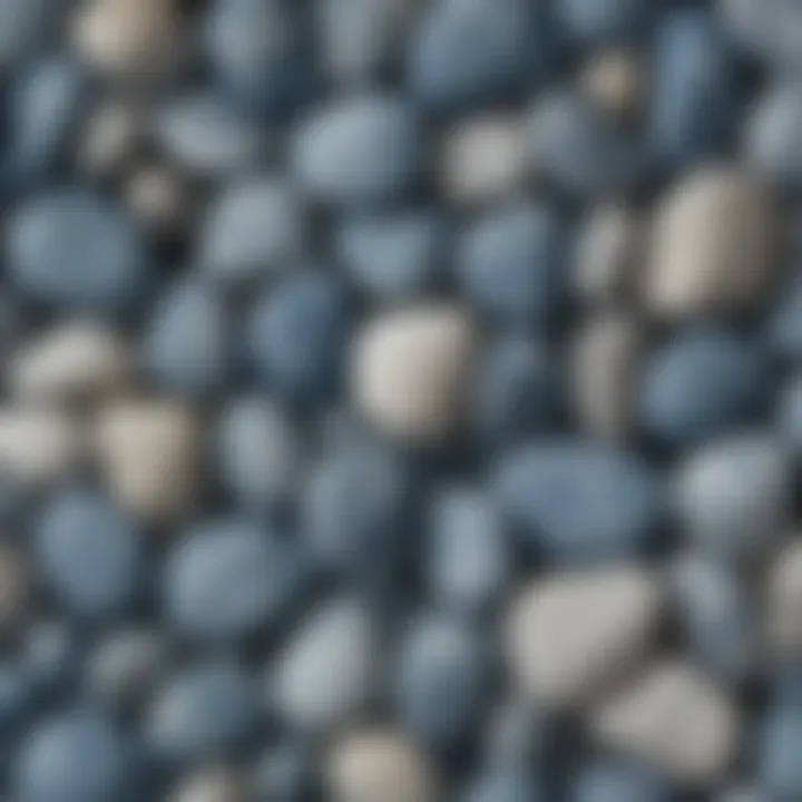 An organized collection display of various blue and white rock specimens