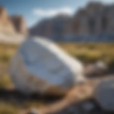 White Rock in Nature Natural setting featuring a prominent white rock formation against a scenic backdrop