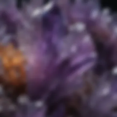 Close-up view of Amethyst, highlighting its unique optical qualities and deep violet shades.