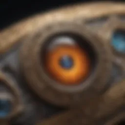 A close-up view of a cabochon stone set in a finely crafted bezel setting, highlighting the intricate details.