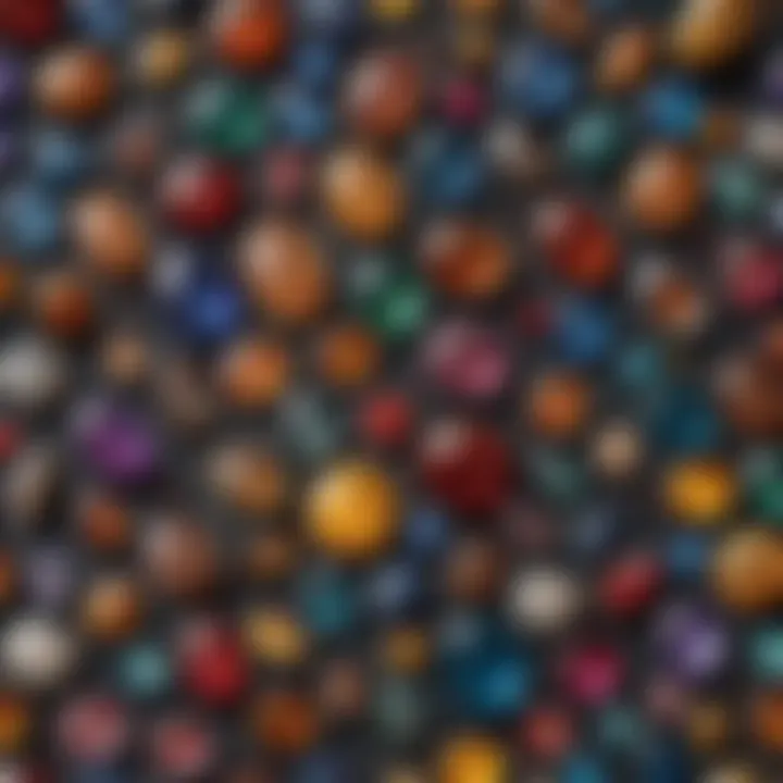 A selection of various cabochon gemstones displayed on a velvet background, showcasing their unique shapes and colors.