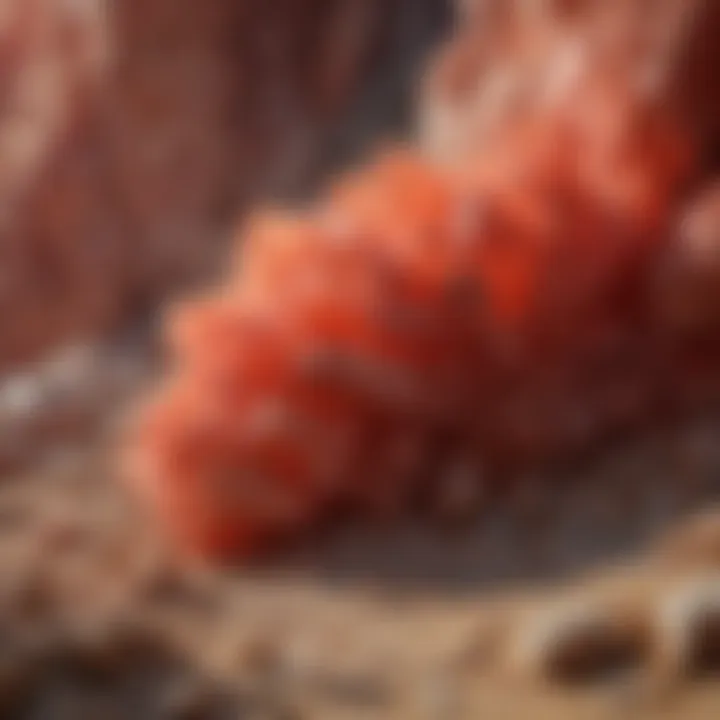 Geological formation illustrating the natural habitat where calcite red is found.
