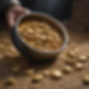 Gold nuggets being uncovered by a metal detector