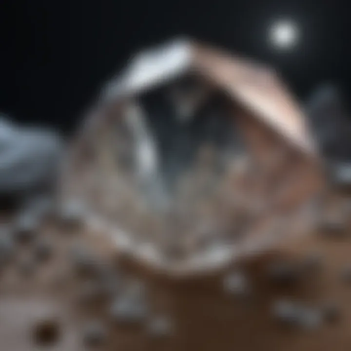 A close-up view of a crystal being analyzed by an app.