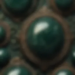 Exquisite piece of dark green jade showcasing intricate patterns.