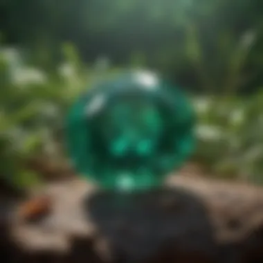 Glistening emerald in nature's embrace
