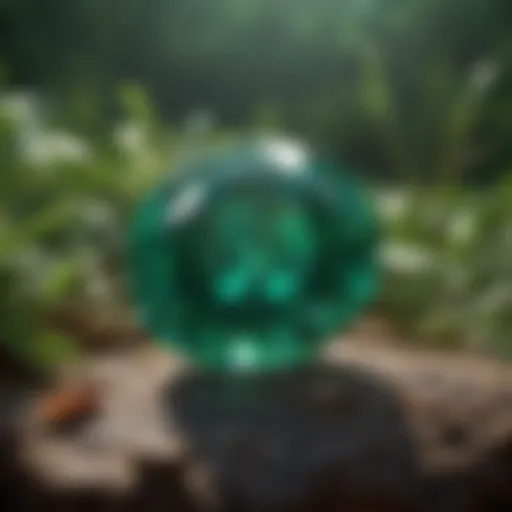 Glistening emerald in nature's embrace