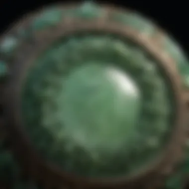 Intricate patterns of green jade under soft light