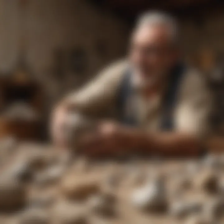 Collector receiving a package of rocks with excitement