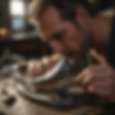 Artisan Crafting a Unique Necklace Artisan crafting a megalodon tooth necklace