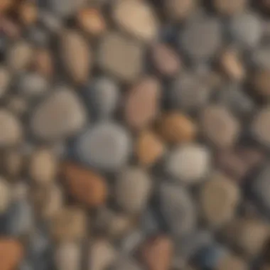 Close-up of the texture and patterns on flat river rocks