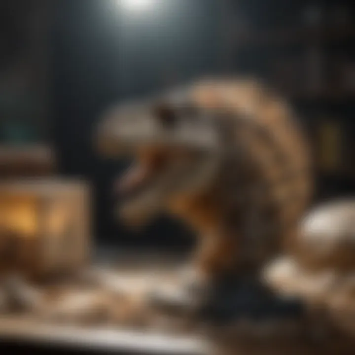 Preserved fossils displayed in an educational setting