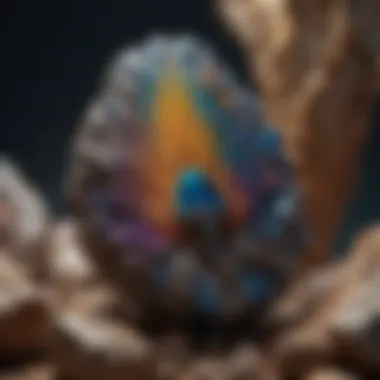 Shimmering iridescent peacock ore specimen