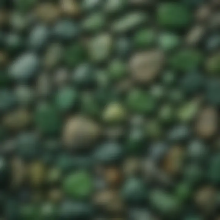 A stunning collection of various green stones, showcasing their unique textures and hues.