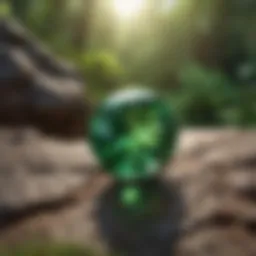 Vibrant green emerald in natural setting