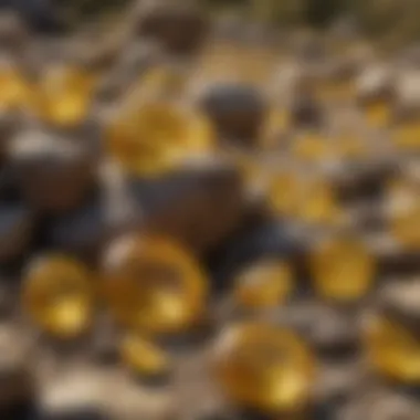 Natural Habitat of Greenish Yellow Gemstones Geological setting depicting the natural environment where greenish yellow gemstones are formed.