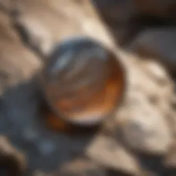 Close-up view of a geological hand lens on a stone surface