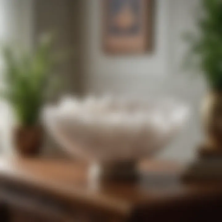 An elegant selenite bowl placed in a serene home setting highlighting its decorative use