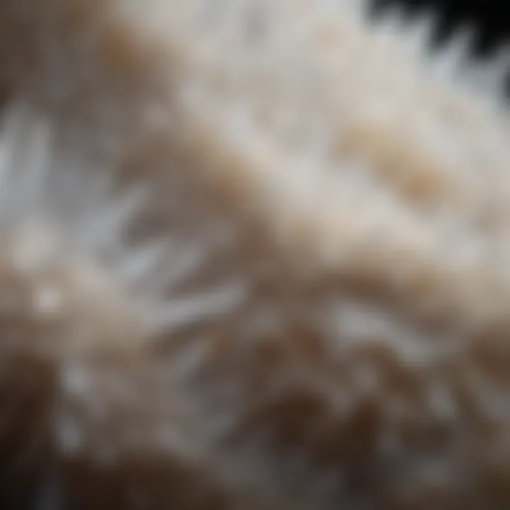 A close-up view revealing the unique textures and patterns of selenite