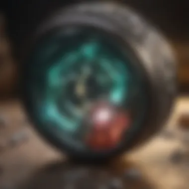 A close-up view of a jewelers magnifier with integrated lighting highlighting intricate details of a gemstone