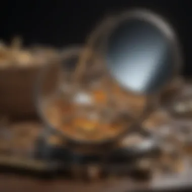 Illustration showing the internal components of a jewelers magnifier with light, detailing construction and materials used