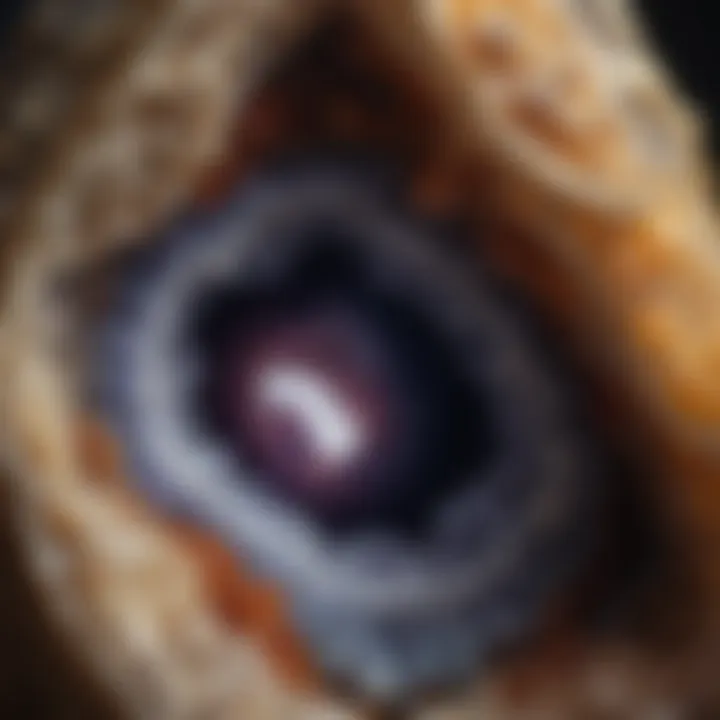 Close-up view showcasing the internal structure of a geode