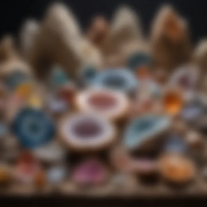 Collection of various large geodes displayed artistically
