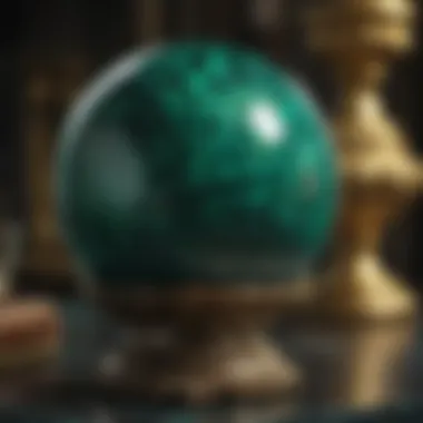 Malachite Sphere: Elegance in Green Splendor Opulent Malachite Sphere