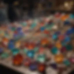 A vibrant display of various gemstones in a local shop