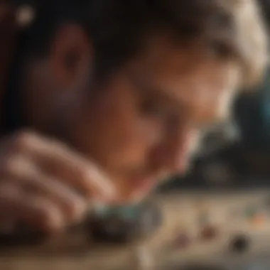 An expert examining the quality of a gemstone with a loupe