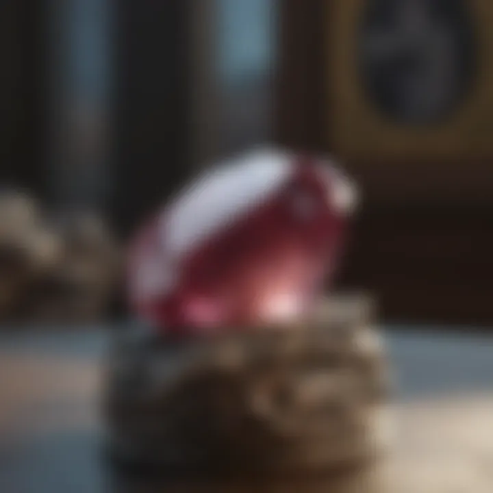 A close-up of a gemstone with a price tag, highlighting negotiation