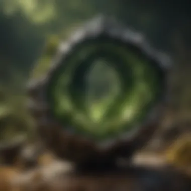 Moldavite's Cosmic Origins An artistic representation of moldavite's cosmic origins with a meteorite backdrop