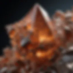 Close-up view of monazite mineral showcasing its unique crystal structure.